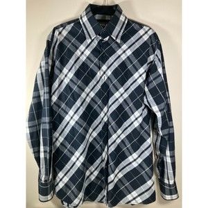 South Pole Mens Size L Plaid 100% Cotton Long Sleeve Button Down Shirt #82628